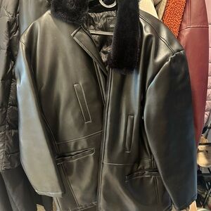 Neil Barrett Black Bomber Jacket with Fur Collar